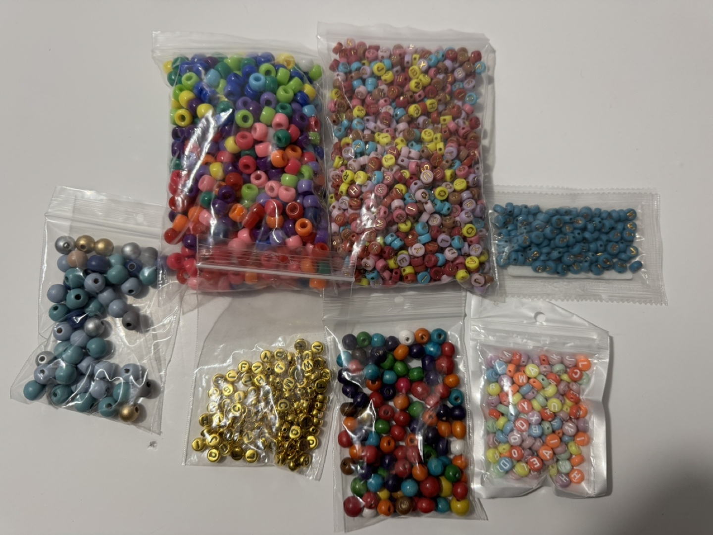 Beads - Multi-coloured letter beads, round beads, alphabet beads