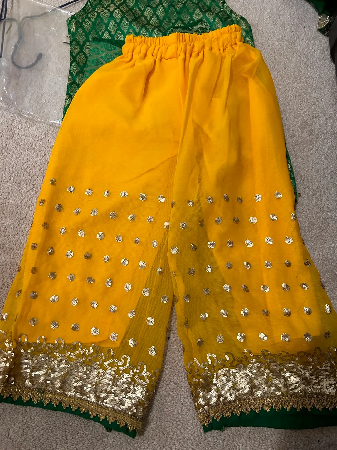Green and Yellow Indian Suit for Girls image indicator(2)