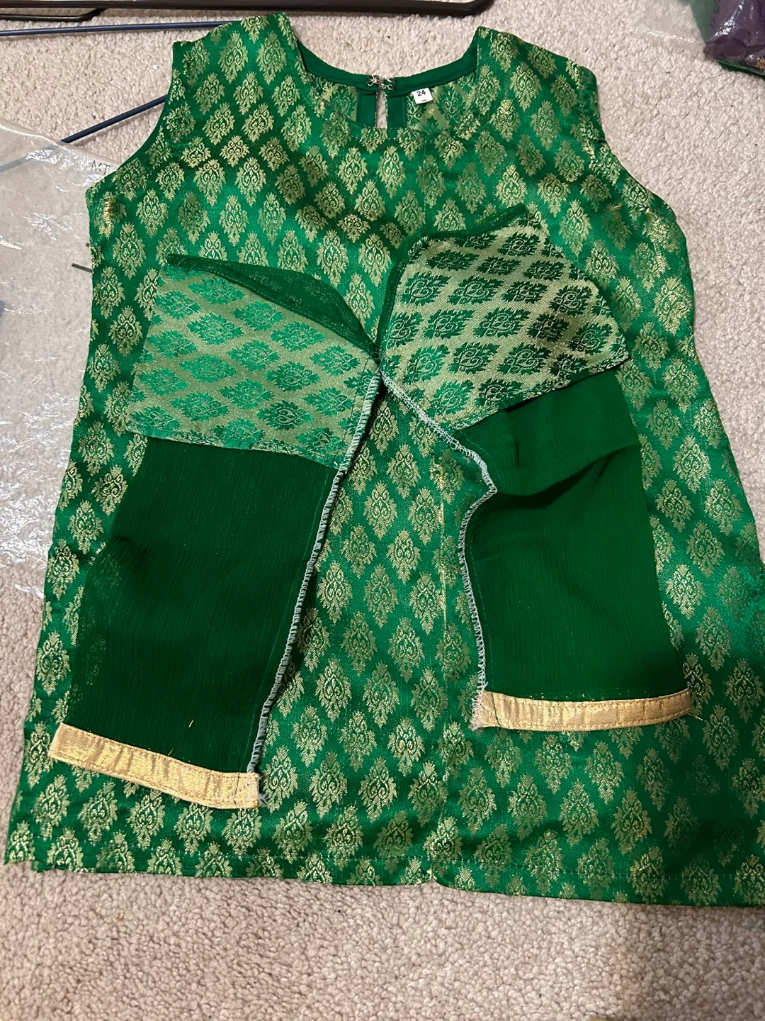 Green and Yellow Indian Suit for Girls image indicator(3)