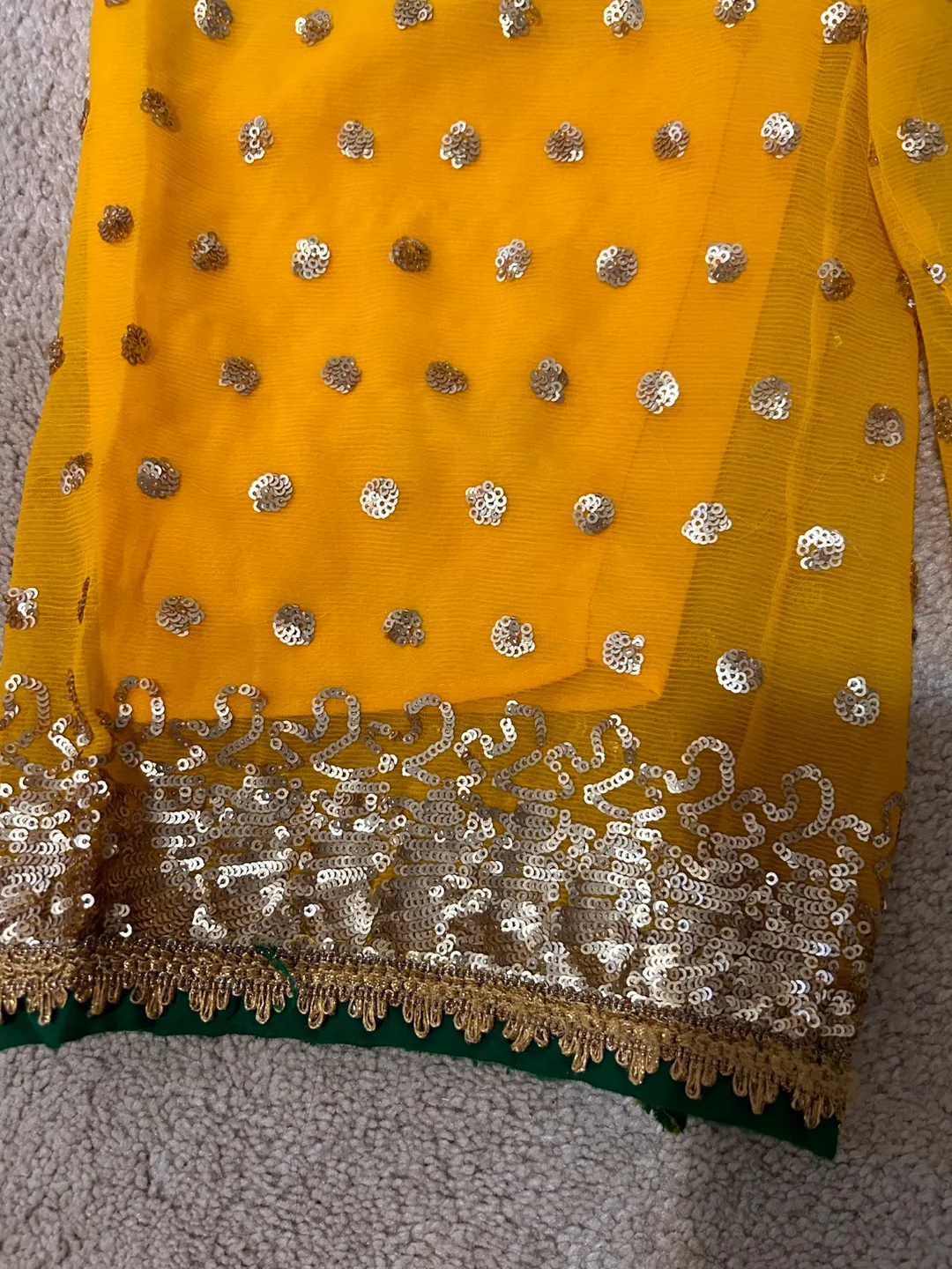 Green and Yellow Indian Suit for Girls image indicator(4)