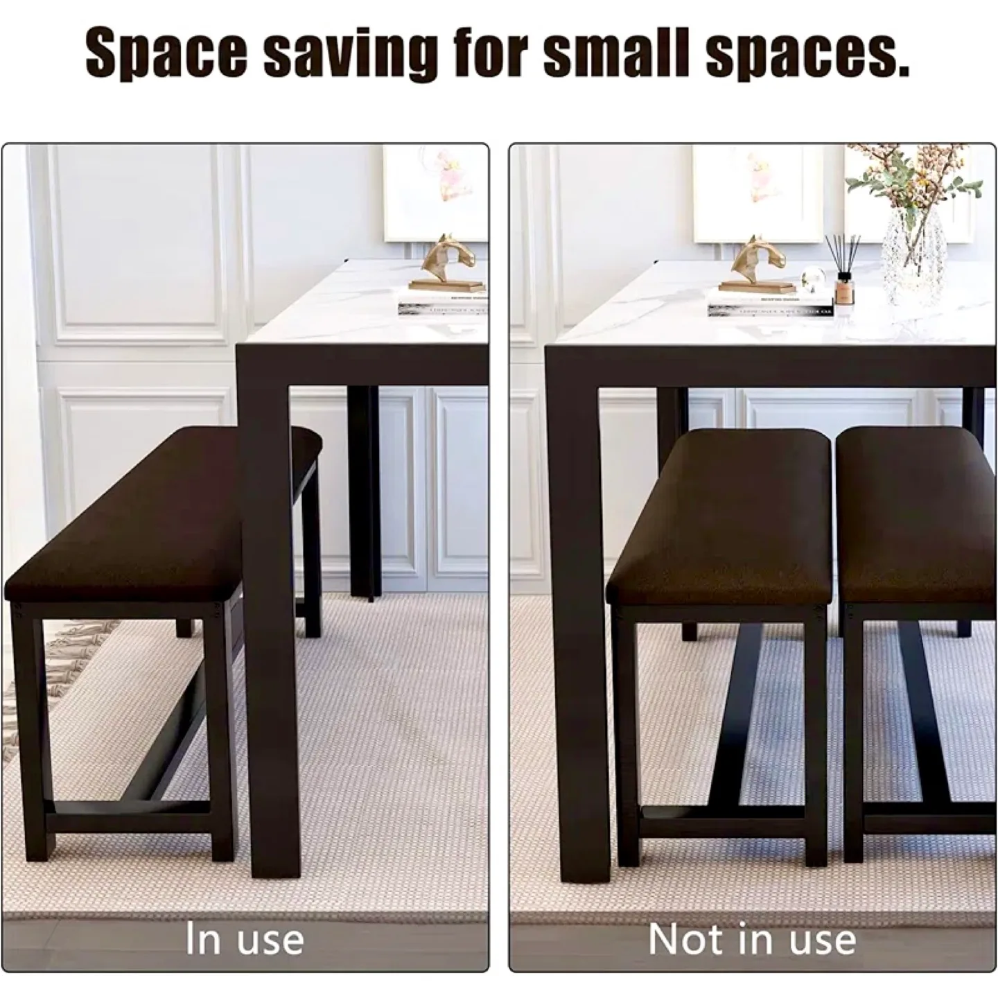 🍓BRAND NEW! 3 Piece Marble Dining Set w/leather seats FREE Gift image indicator(5)