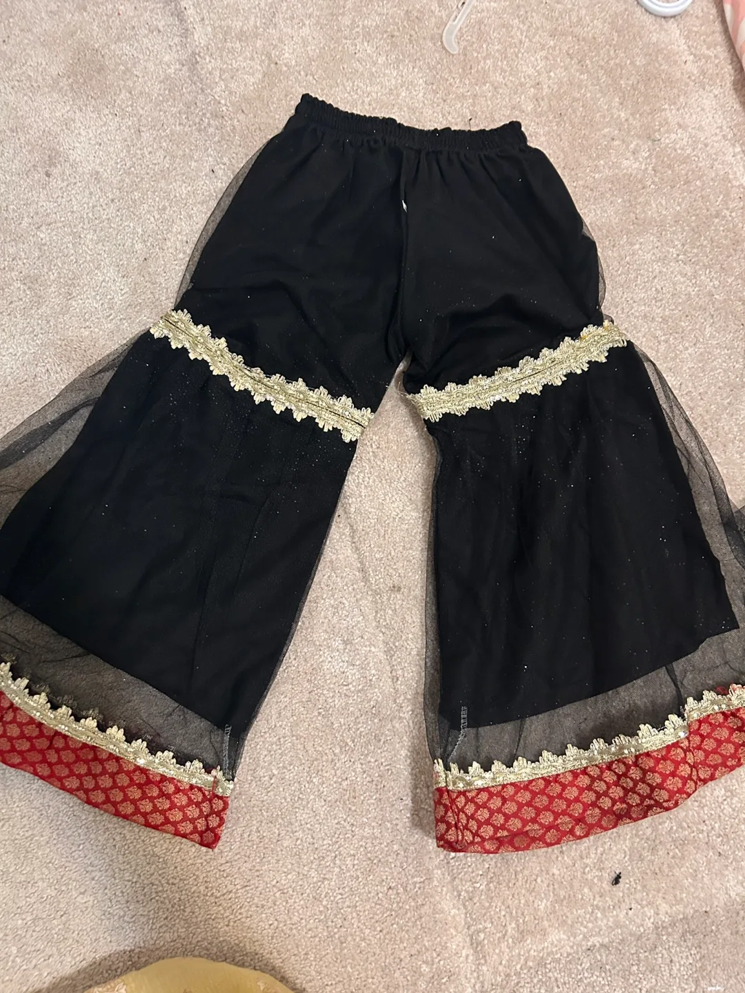 Girls Red and Black Sharara Suit image indicator(2)