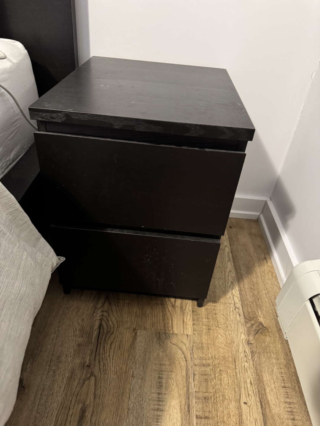 Two Brown-Black Nightstand with 2 Drawers