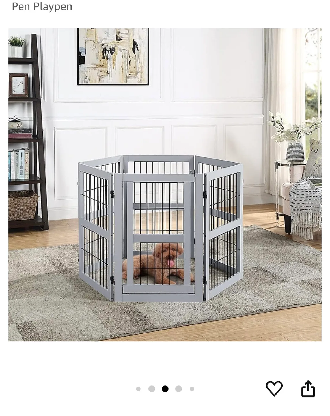 Grey 6 Panel Dog Playpen image indicator(2)