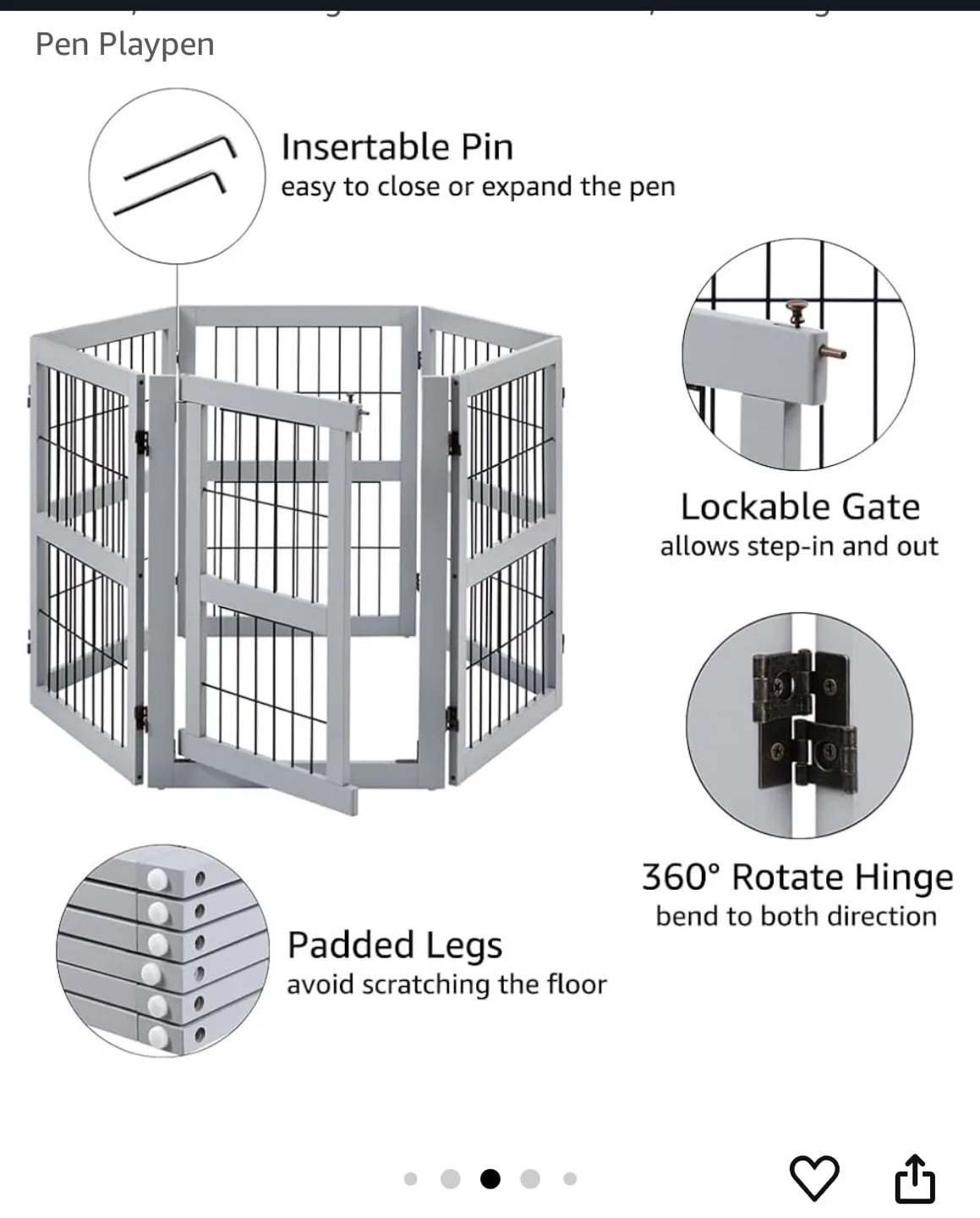 Grey 6 Panel Dog Playpen image indicator(3)