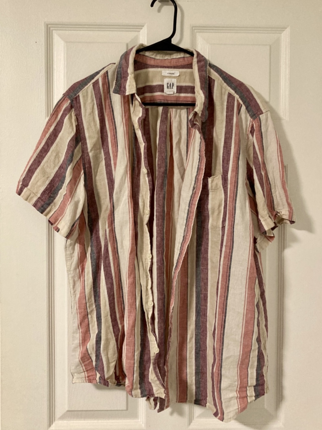 Striped Short Sleeve Button Up Shirt
