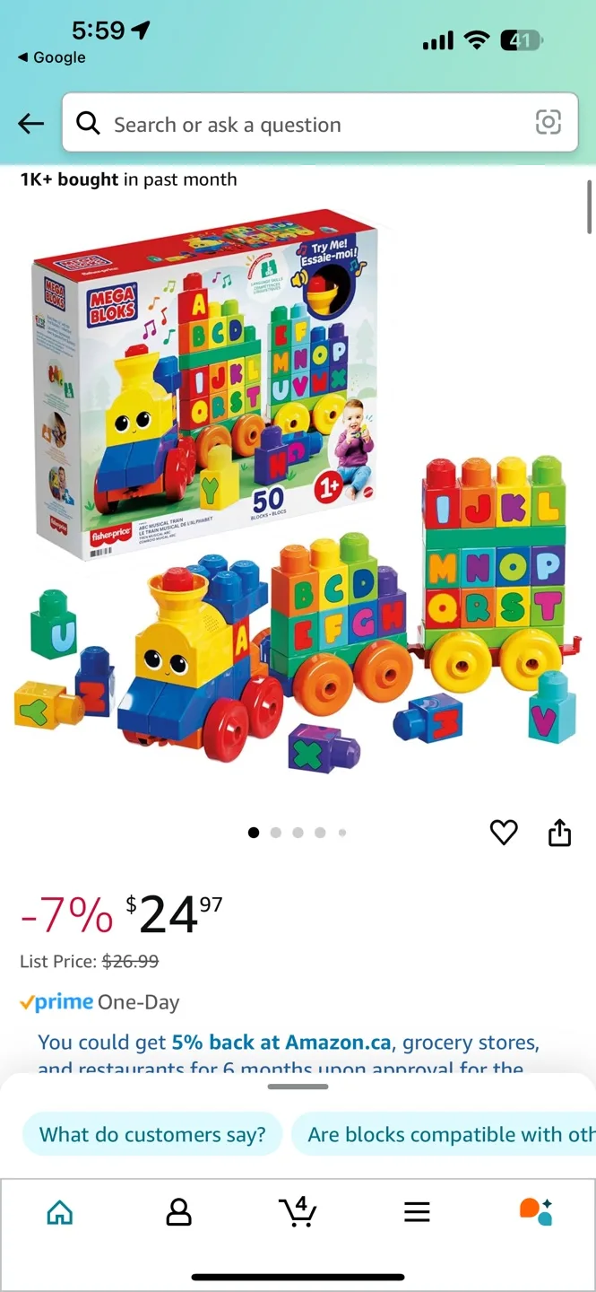 Fisher-Price Mega Blocks ABC Musical Train Playset image indicator(4)