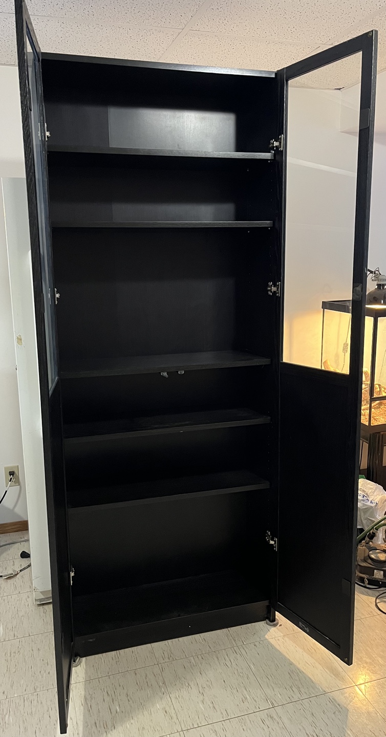 Black Bookcase with Glass Doors