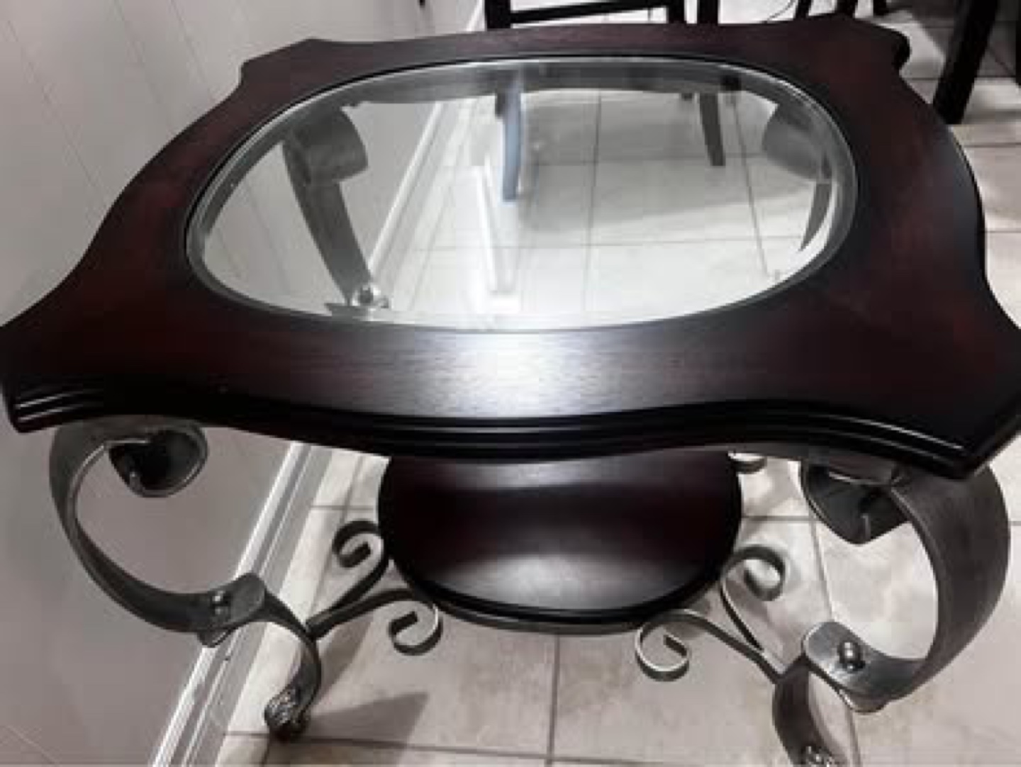Set of 2 Gently Used Glass Top Accent Tables - photo 5