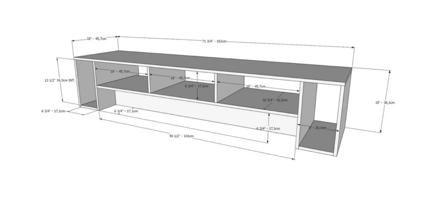 Rustik 72" TV stand: Walnut finish, open storage, smart design. image indicator(5)