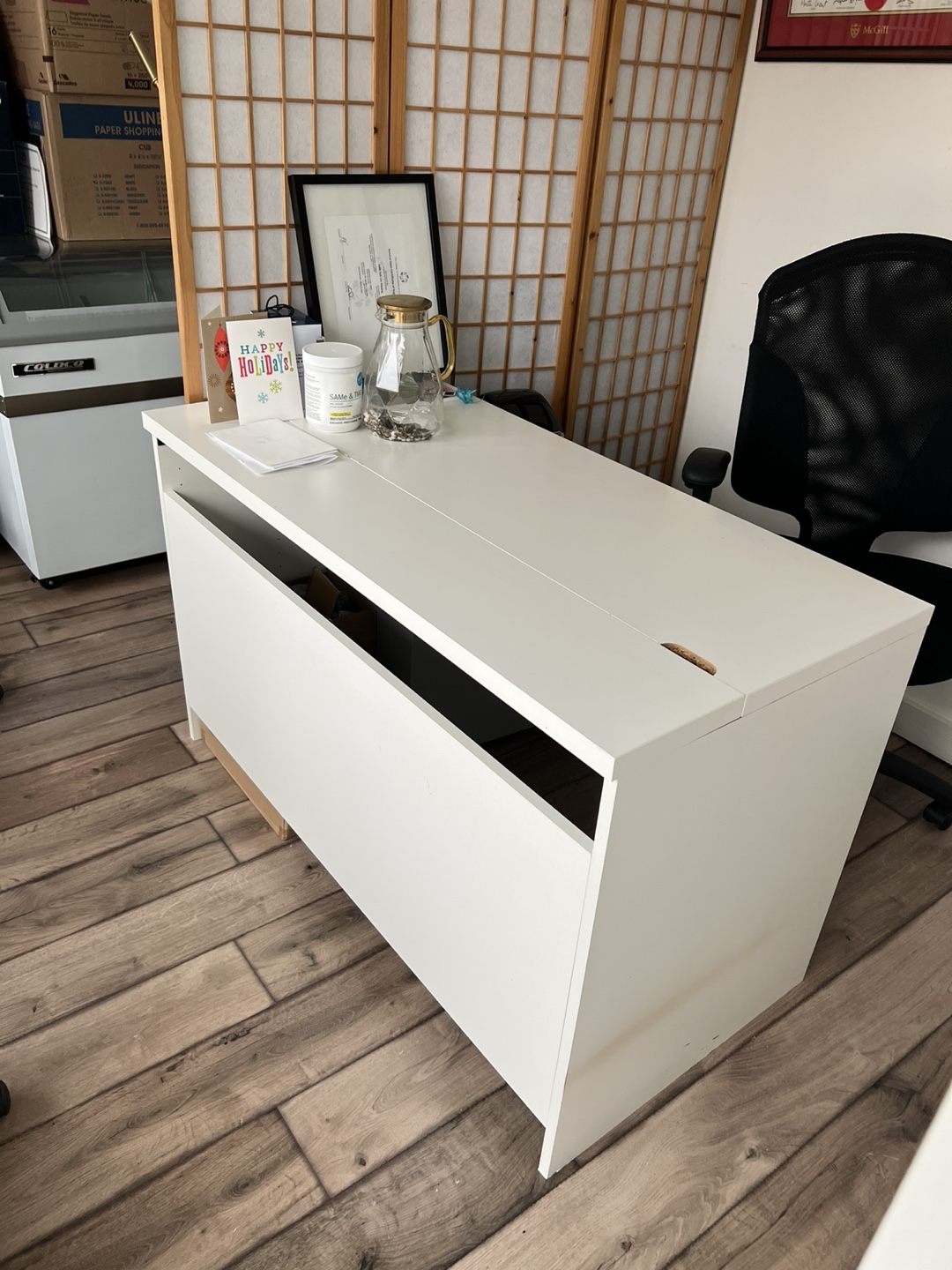 White Desk with Storage - photo 2