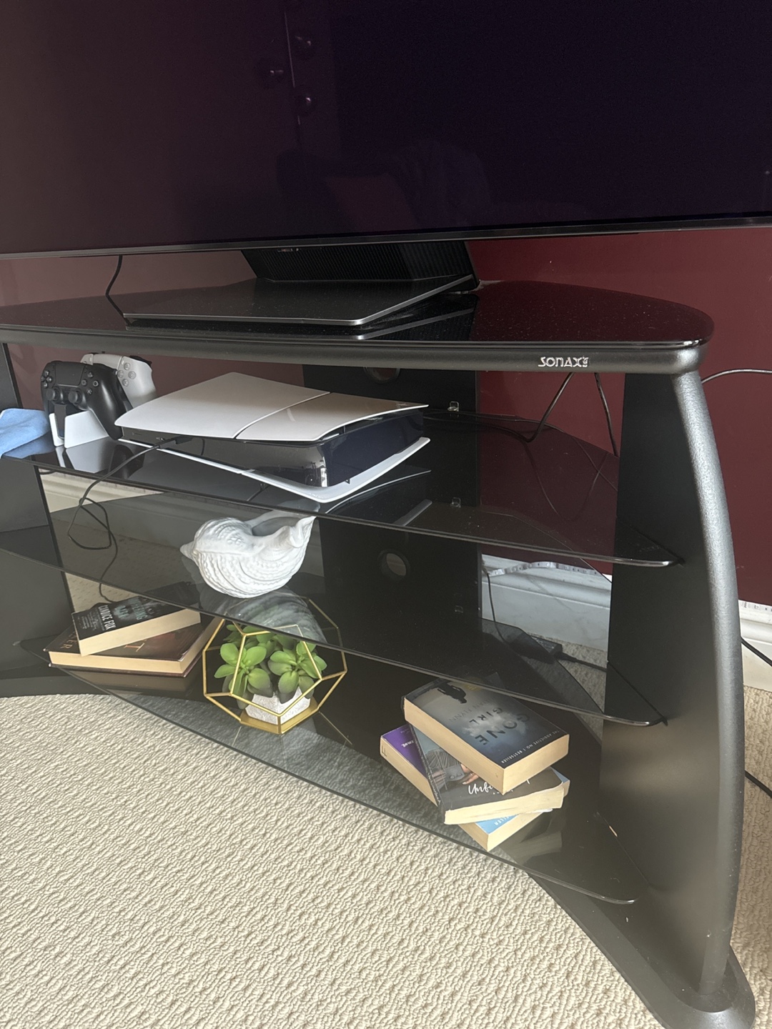Black Glass TV Stand
