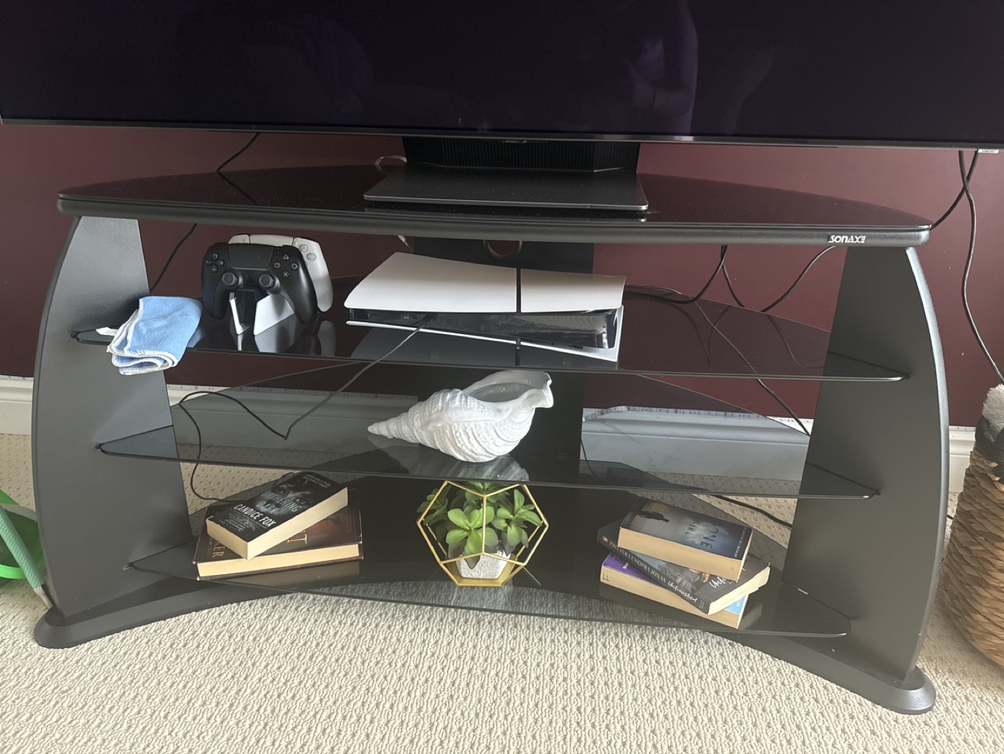 Black Glass TV Stand - photo 2