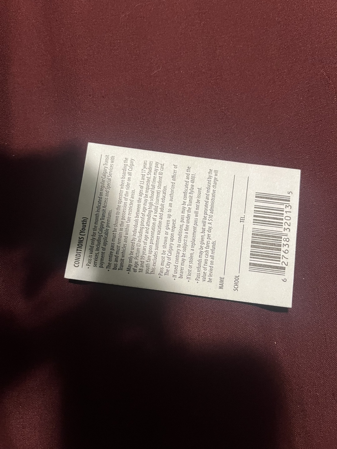 Calgary Transit Youth Pass - January 2025 - photo 2