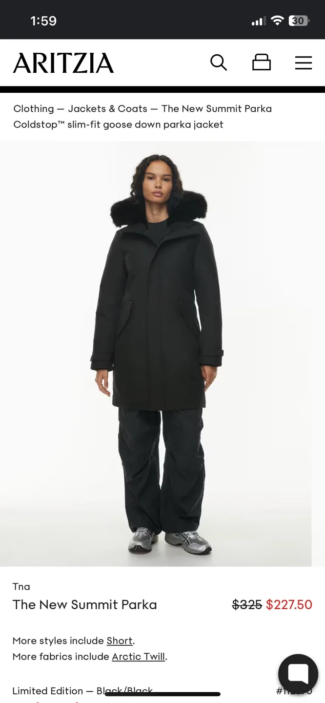 Aritzia The New Summit Parka Short - Black/Black - Size XL image indicator(2)