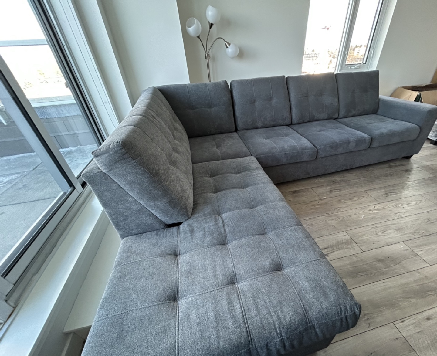 Grey sectional sofa / couch