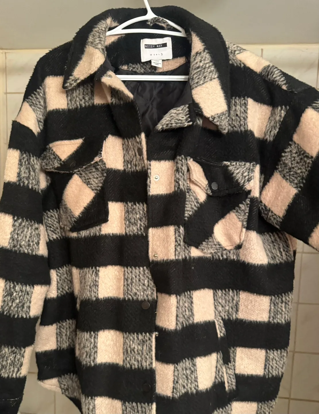 Noisy May Black and Tan Checkered Jacket