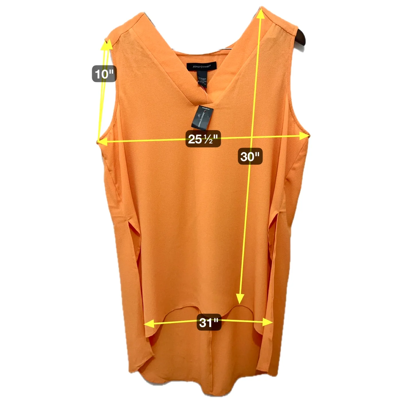 New | Ashley Stewart | $39.5 High-Low V-Neck Blouse (Sz 18/20) image indicator(2)