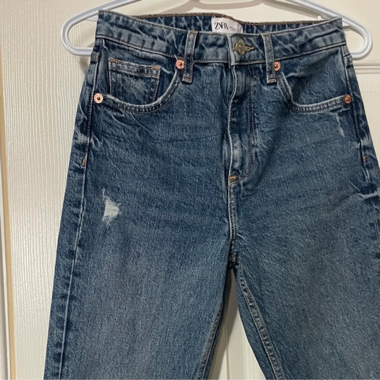 Zara Distressed Jeans. Size 2 image indicator(3)