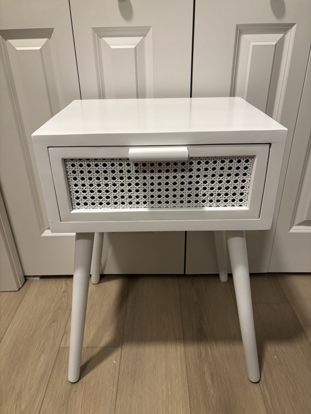 Brand new natural wood with rattan white Nightstand