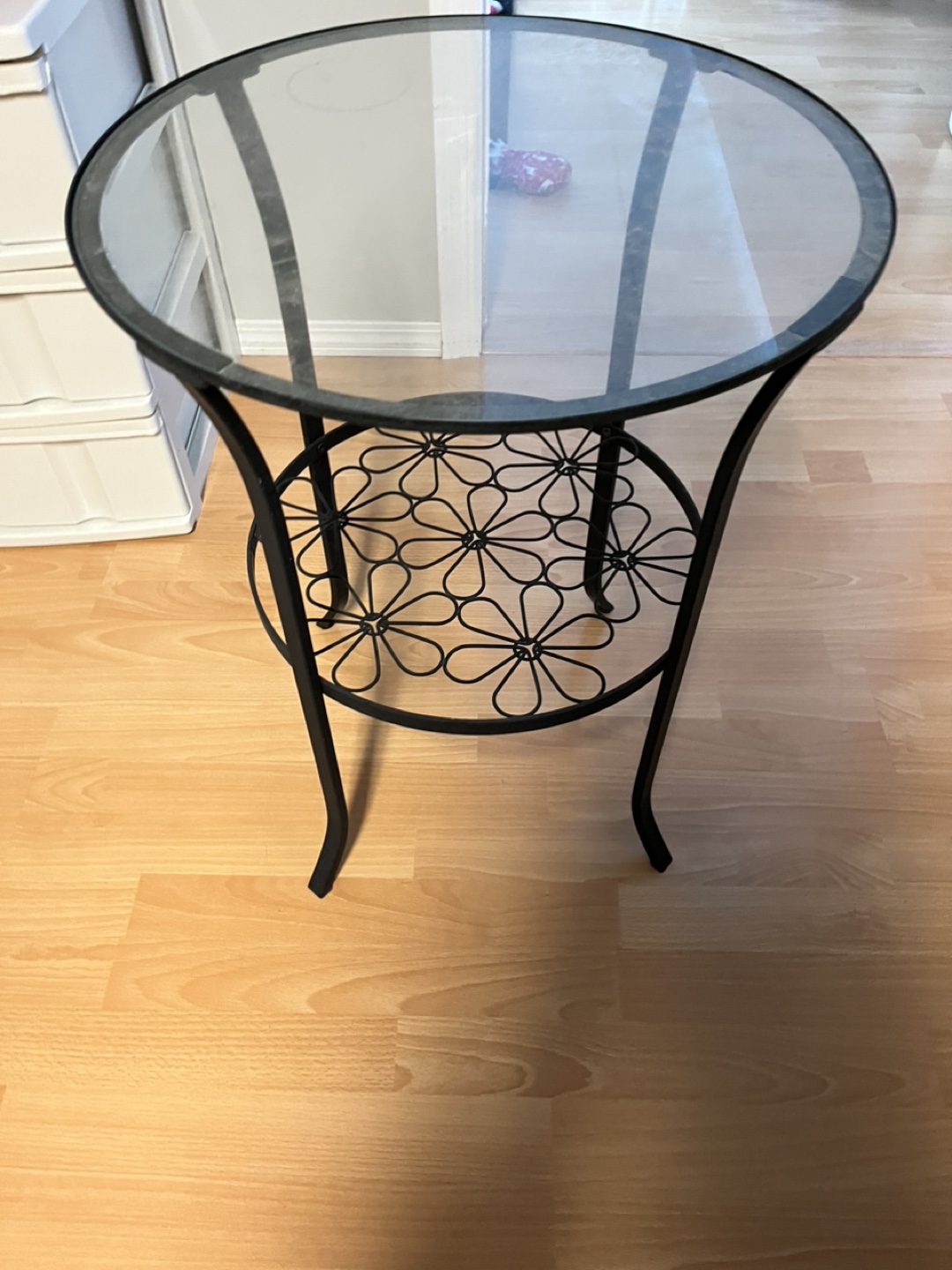 Black Metal and Glass End Table