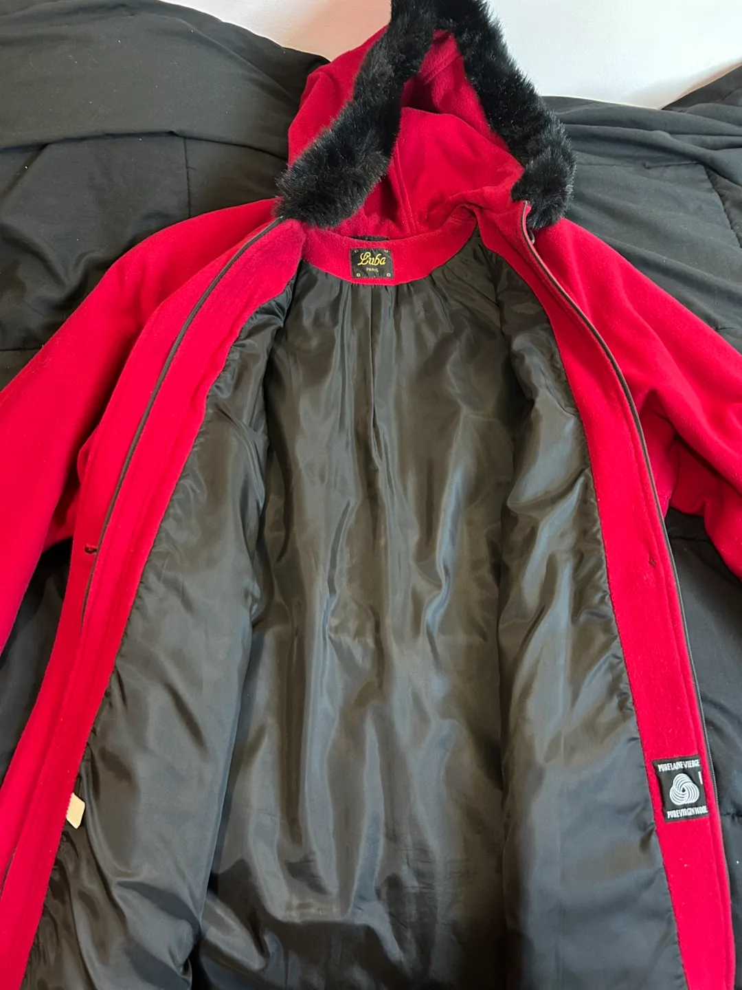 Luba Paris Red Coat with Black Fur hood image indicator(2)