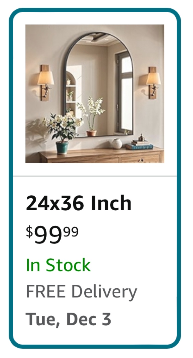 Arched Frame Mirror, Black