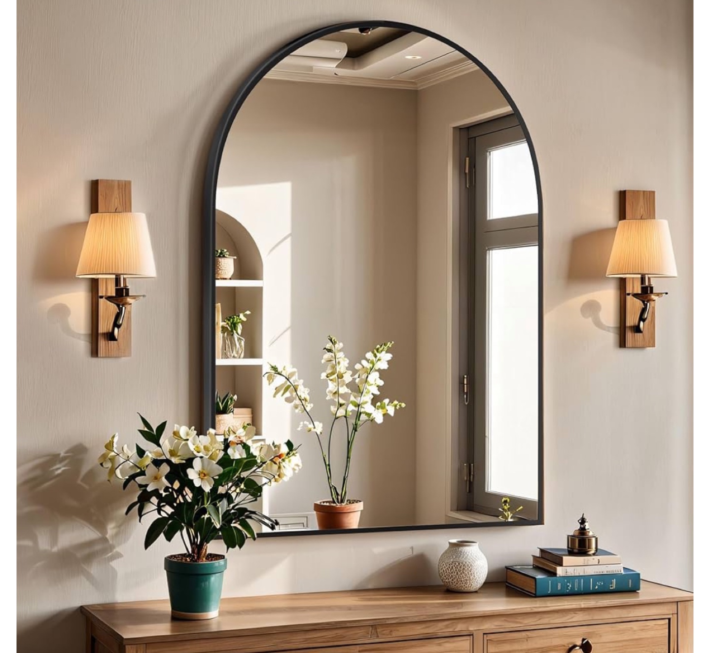 Arched Frame Mirror, Black - photo 3