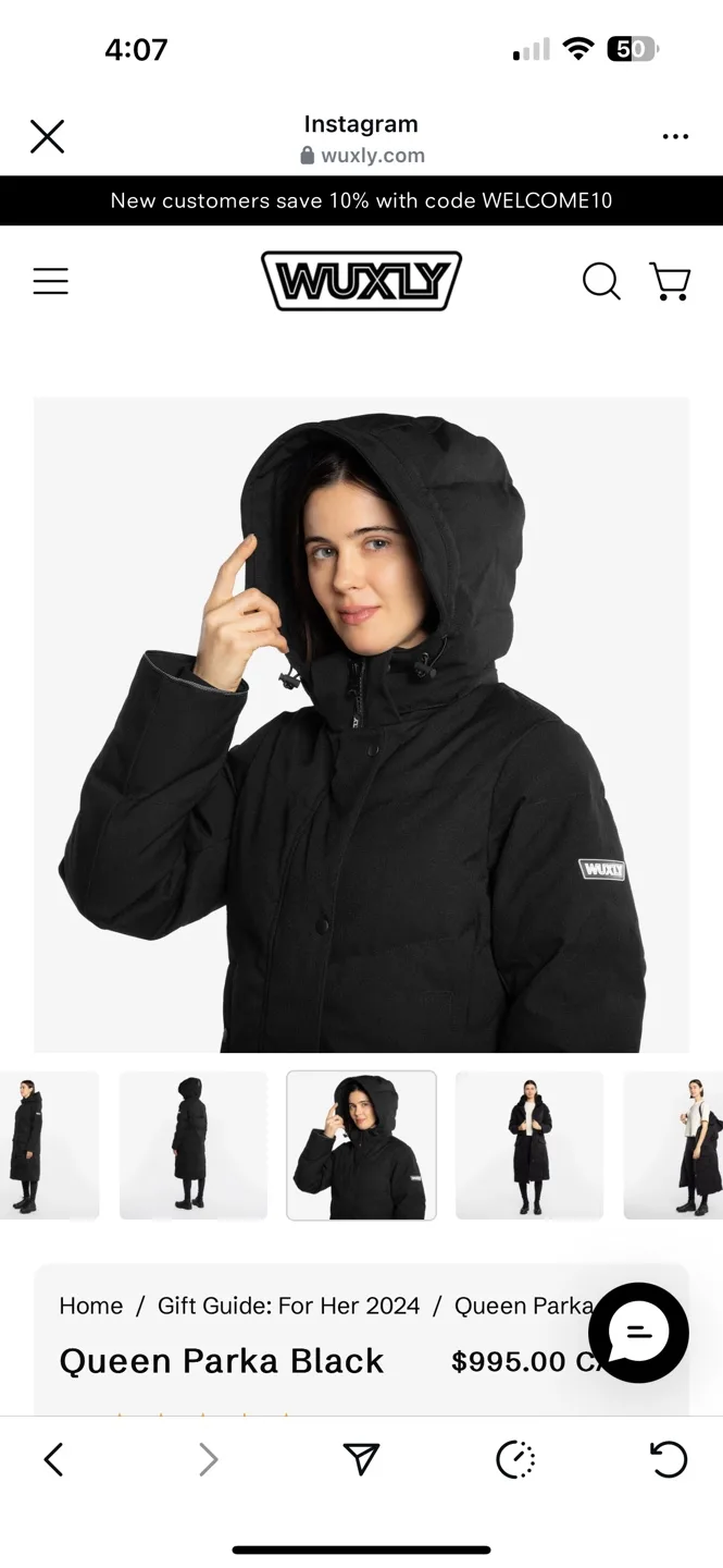 Wuxly Queen Parka Black,size XS, original price is $995+ tax image indicator(2)