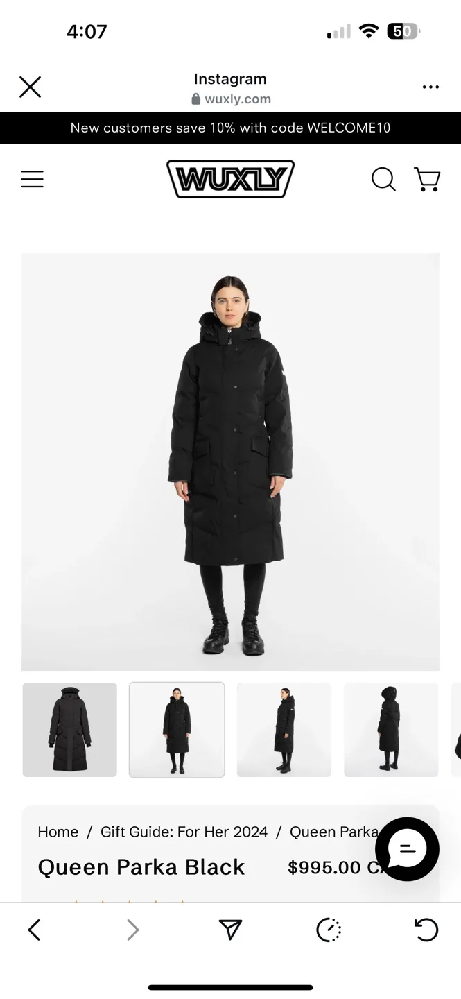 Wuxly Queen Parka Black,size XS, original price is $995+ tax image indicator(3)