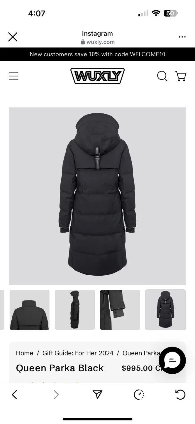 Wuxly Queen Parka Black,size XS, original price is $995+ tax image indicator(4)
