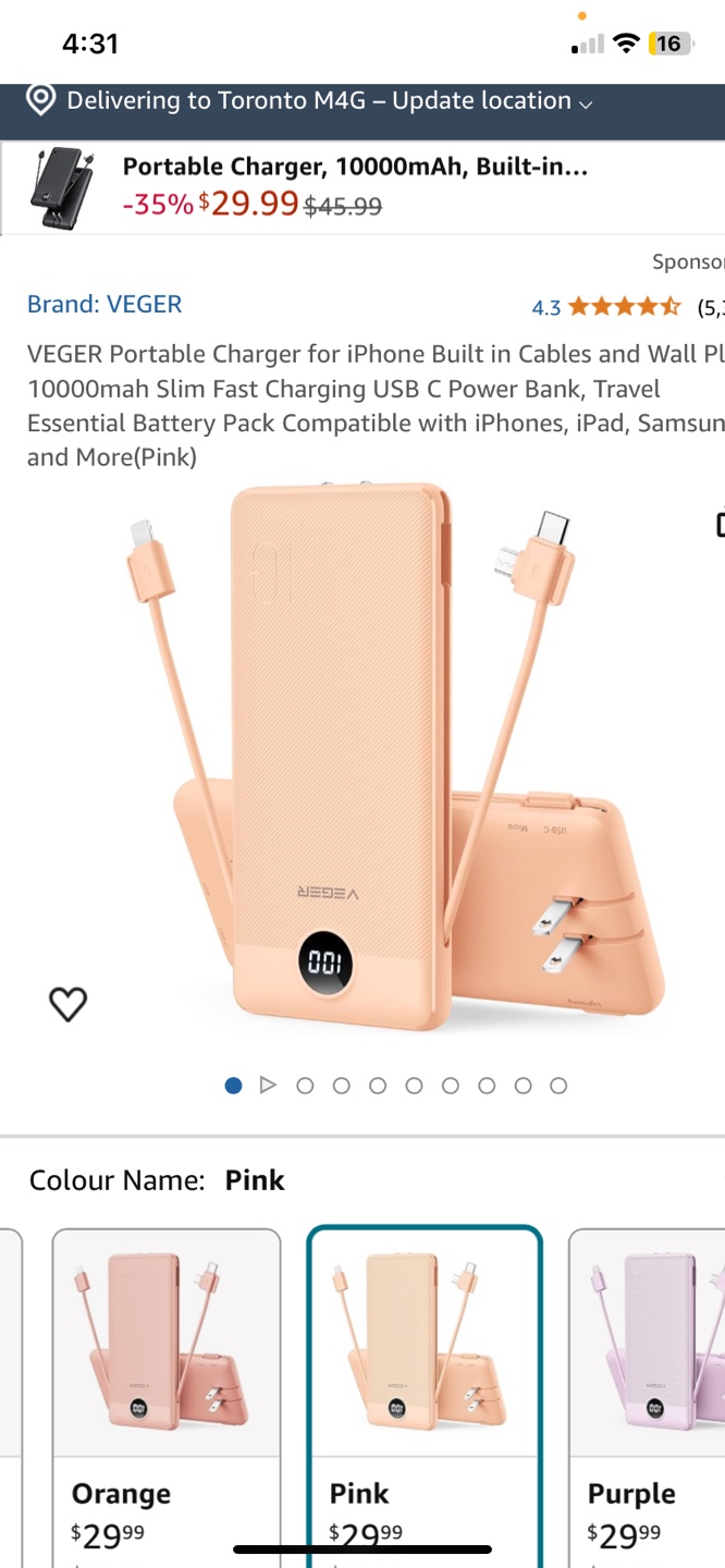 VEGER Portable Charger 10000mAh
