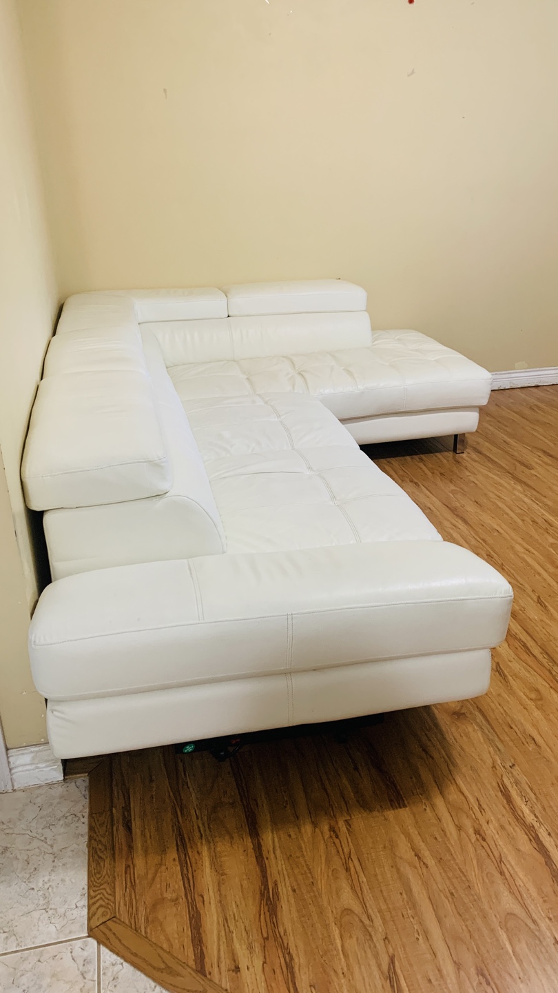 White Leather Sectional Sofa