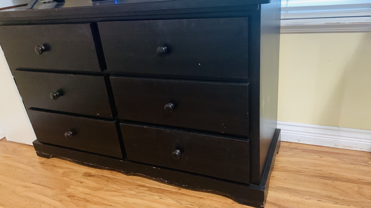 Black Wooden Dresser with Six Drawers - photo 2