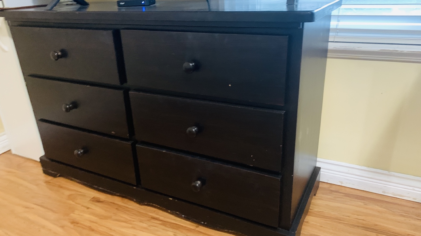 Black Wooden Dresser with Six Drawers - photo 3