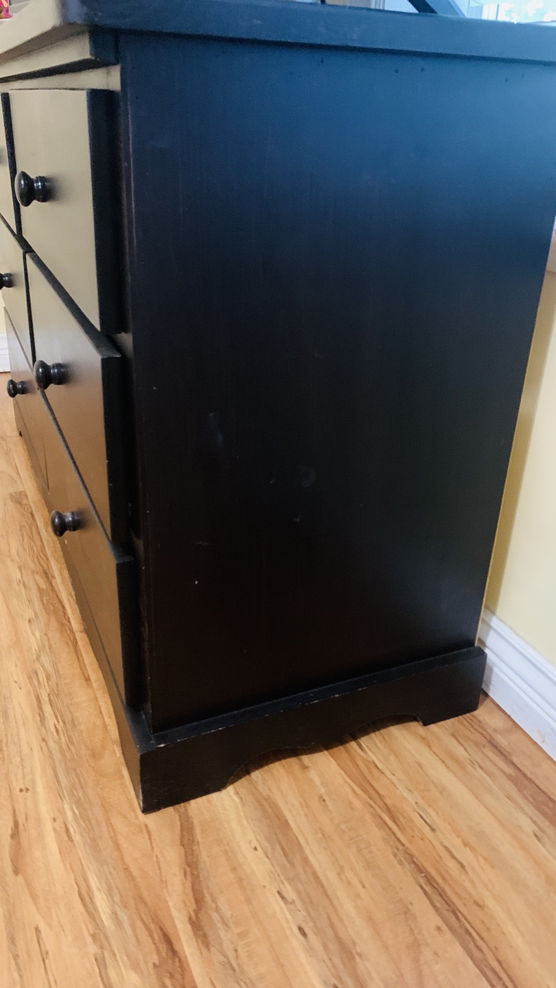 Black Wooden Dresser with Six Drawers