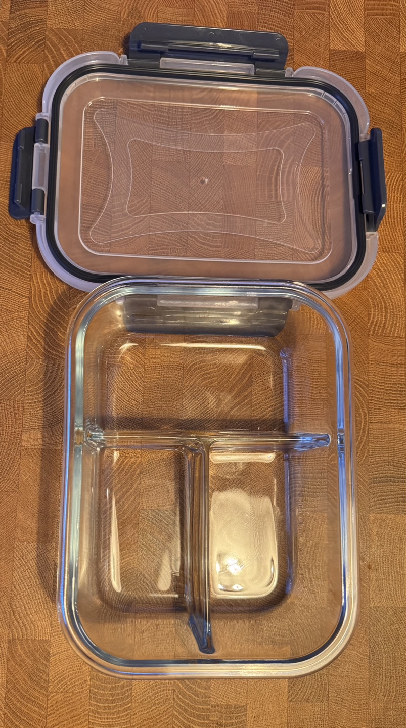 New! Five Glass Food Storage Containers with Dividers