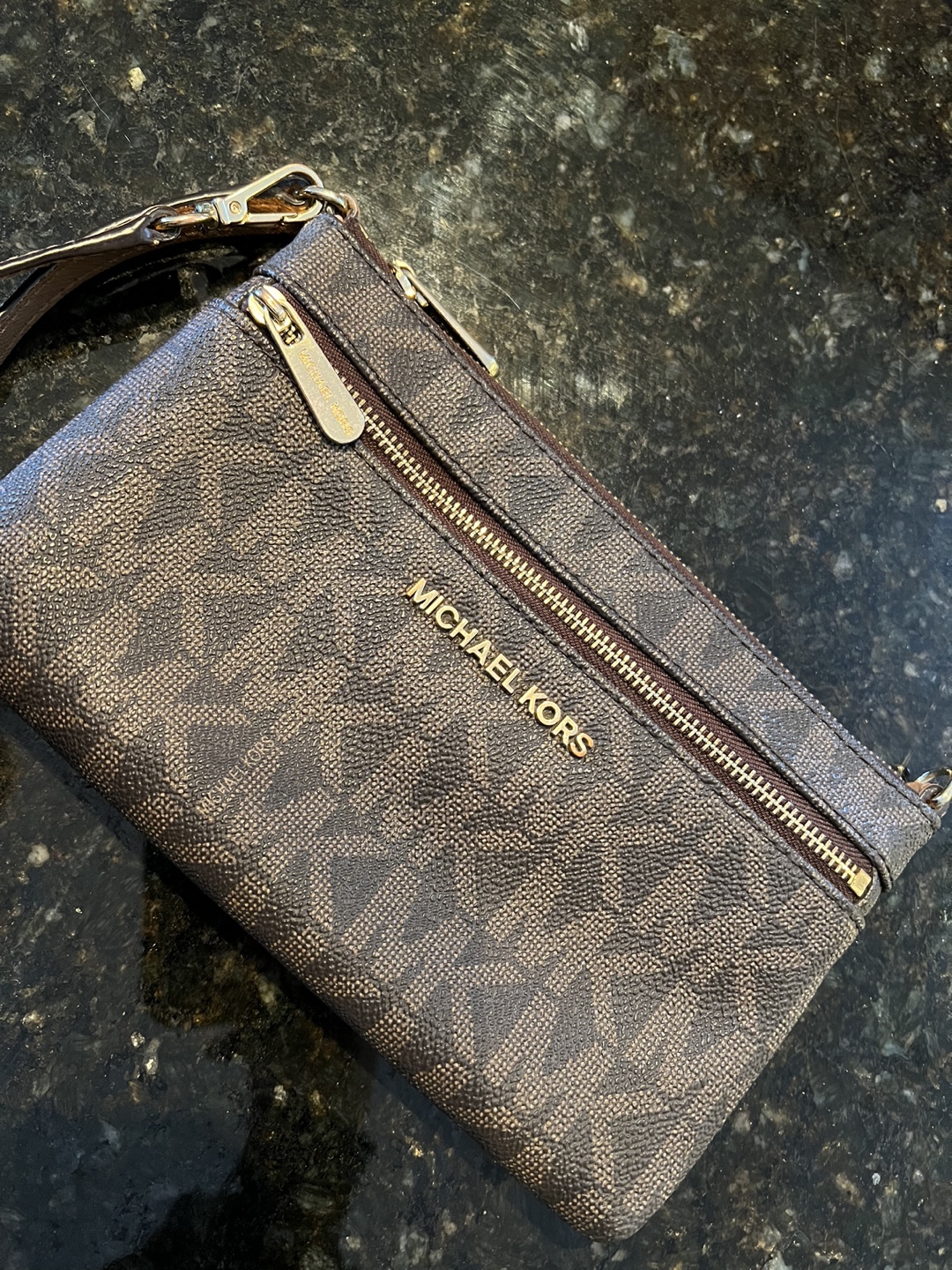 Michael Kors Brown Signature Small Wristlet