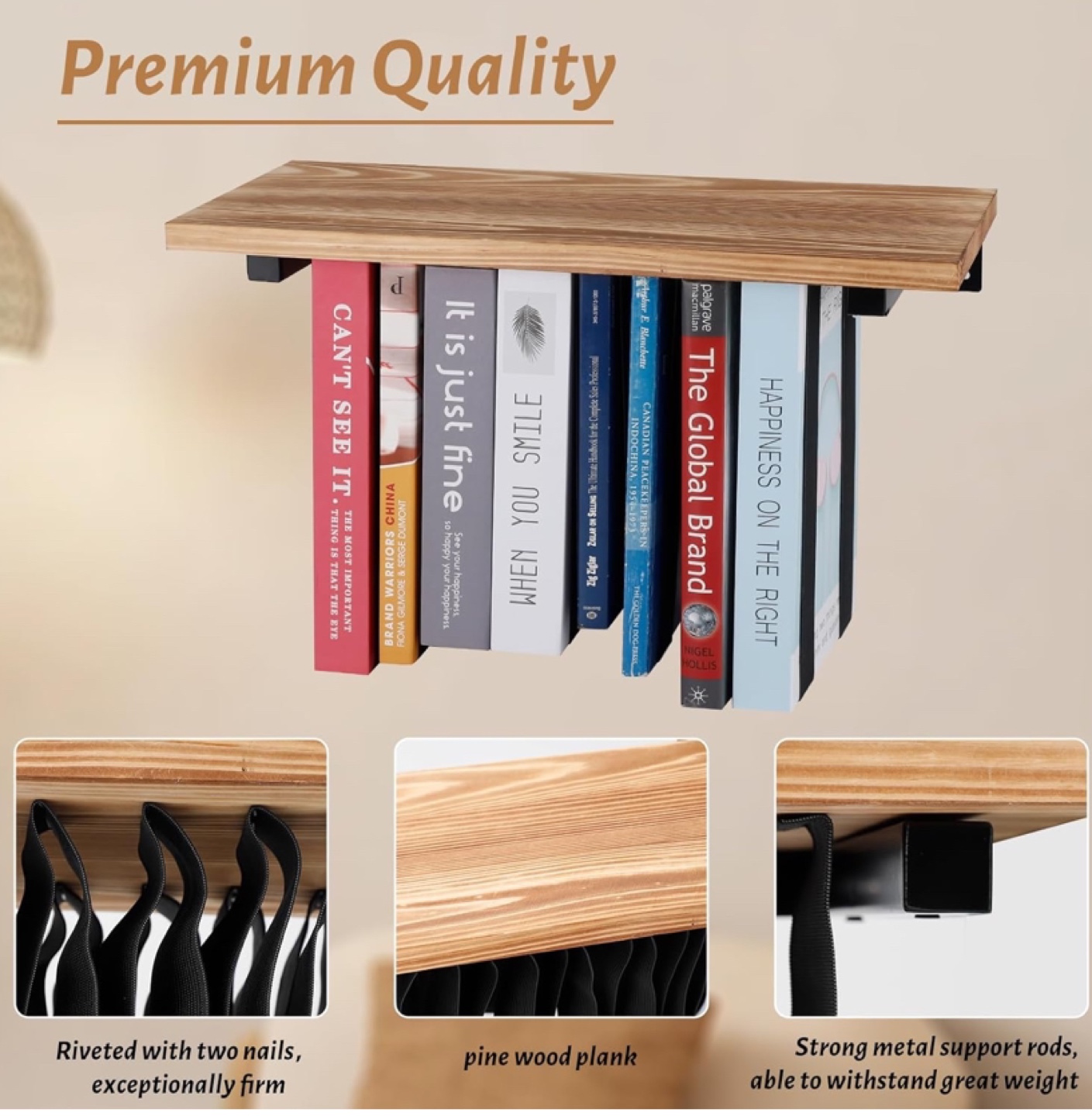 2 Floating Bookshelf with elastic bands