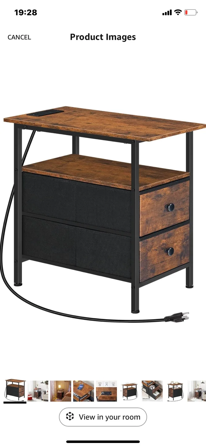 HOOBRO End Table with Charging Station, Narrow Side Table thumbnail