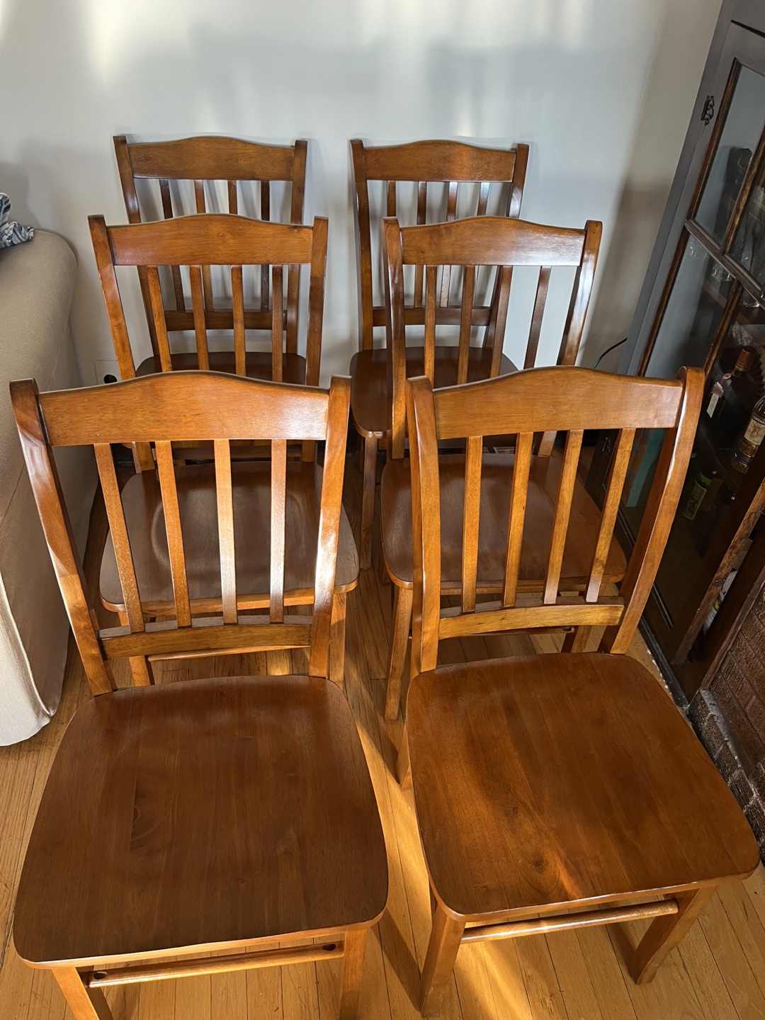 Set of 6 Wooden Dining Chairs