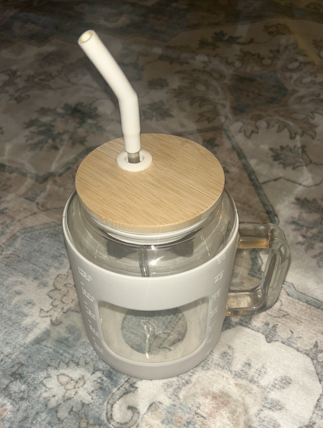 50oz Glass Mason Jar with Straw and Silicone Sleeve