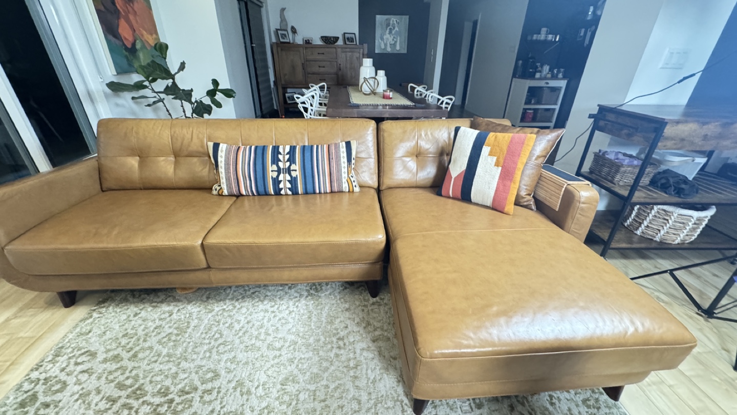 Leather Sectional Sofa cognac - photo 2