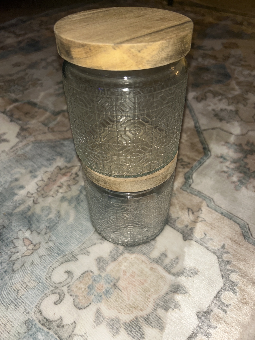 2 Glass Jar with Wood Lid