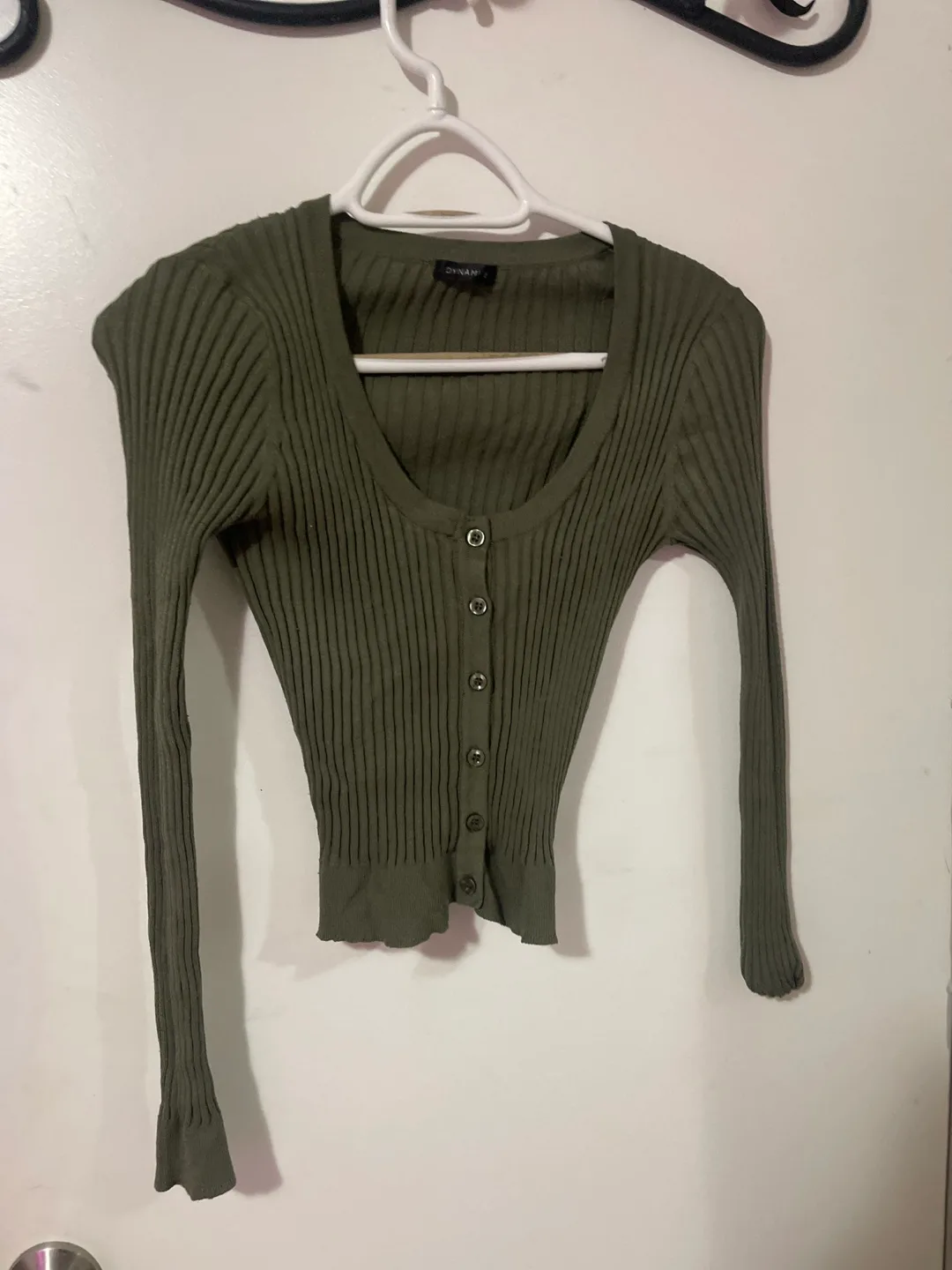 Green Long Sleeve Ribbed Sweater thumbnail