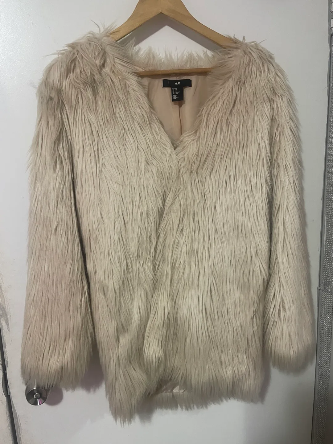 H&M Cream Faux Fur Jacket thumbnail