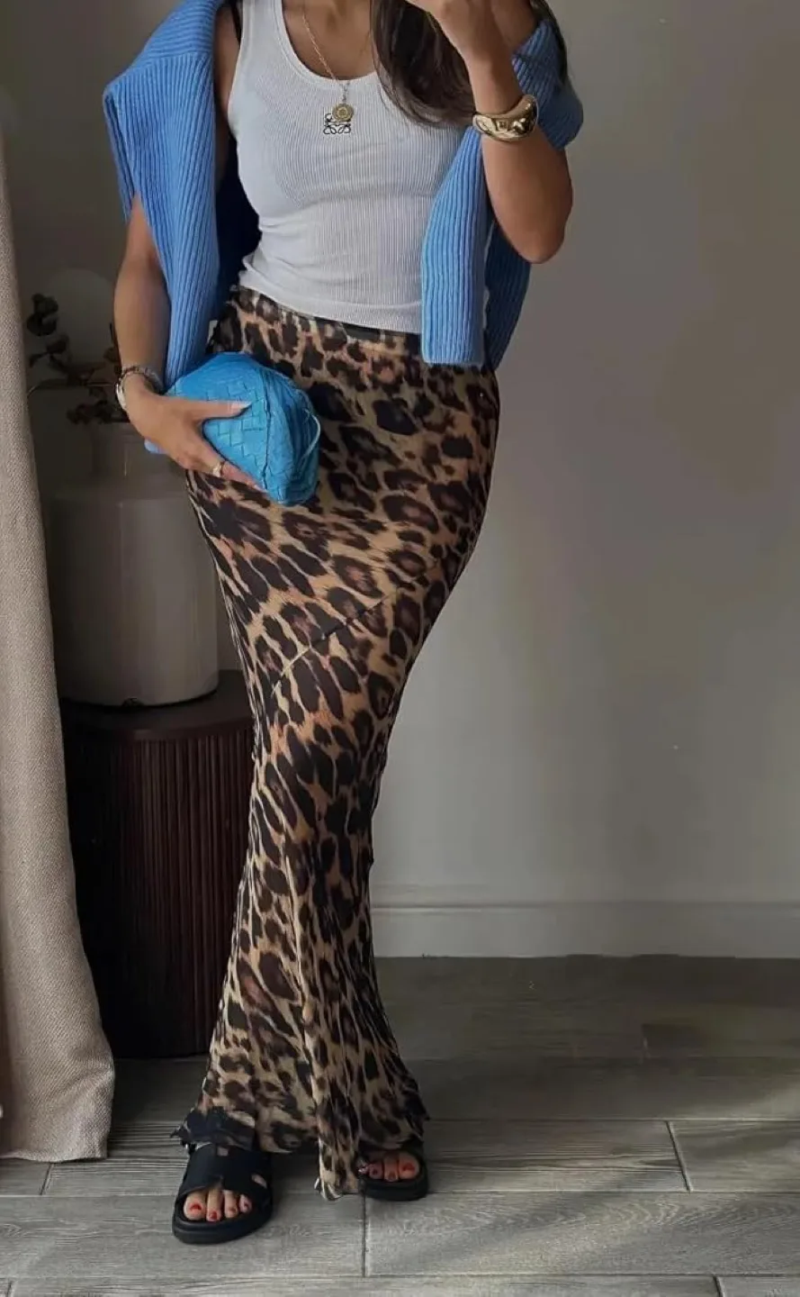 Leopard Print Maxi Skirt image indicator(4)