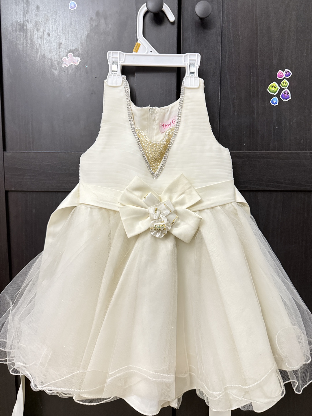 White Tulle Dress with Rhinestones