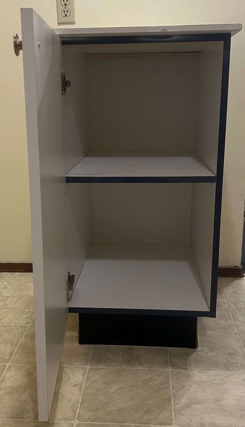 White Cabinet with Black Base