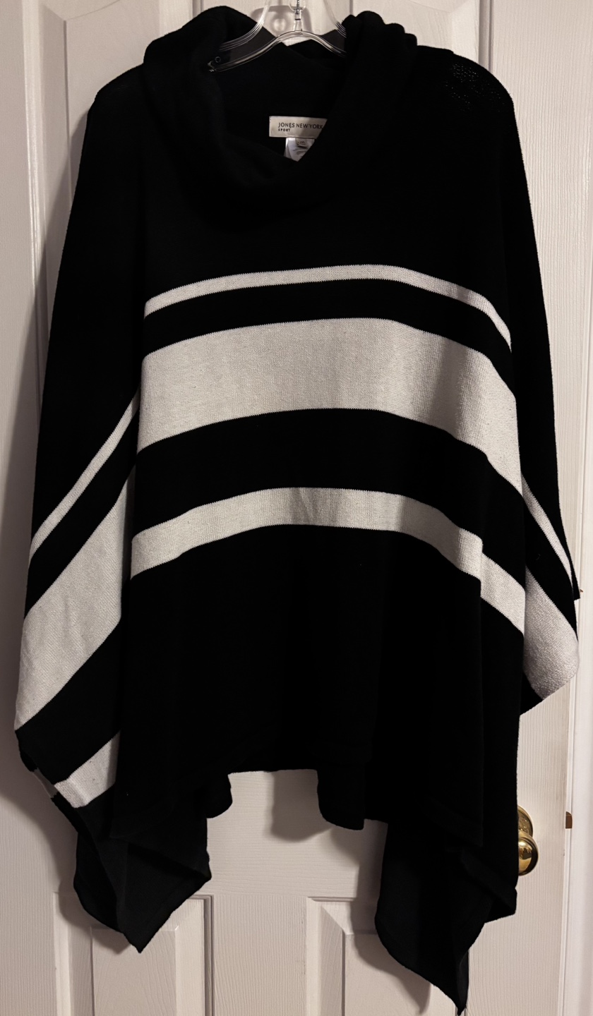 Jones New York LG/XLG Sport Black and White Stripe Poncho - photo 2